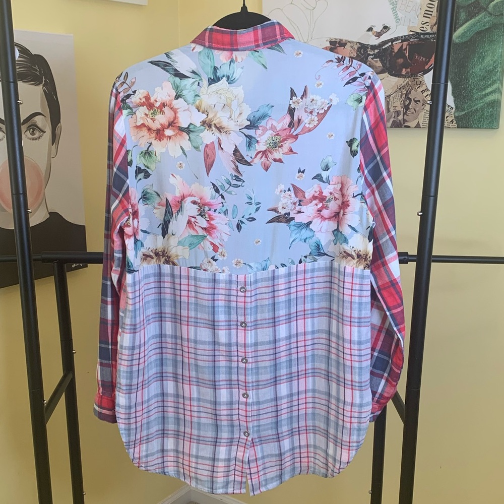 Patchington Mixed Pattern Button Down Shirt In Pl… - image 8